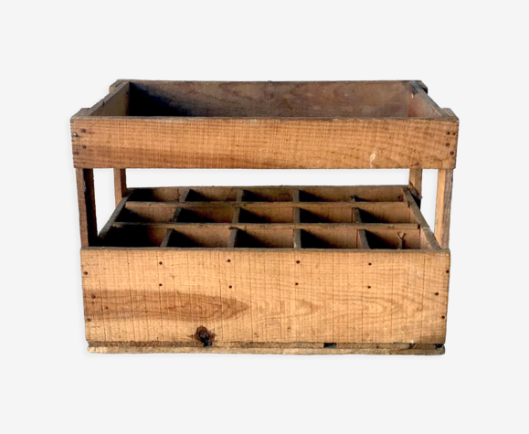 Casier à bouteille ancien en bois clair 1950