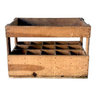 Casier à bouteille ancien en bois clair 1950