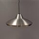 Slim silver-colored hanging lamp with a large diameter. Denmark 1980s