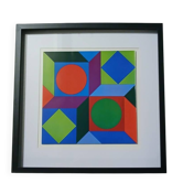 Tableau Vintage Art Optique - Victor Vasarely - Frame 40x40cm