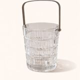 Vintage glass ice bucket with metal handle – 1960s bar style