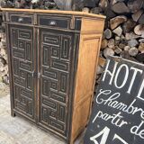 Storage furniture / Antique black wood and wood sideboard
