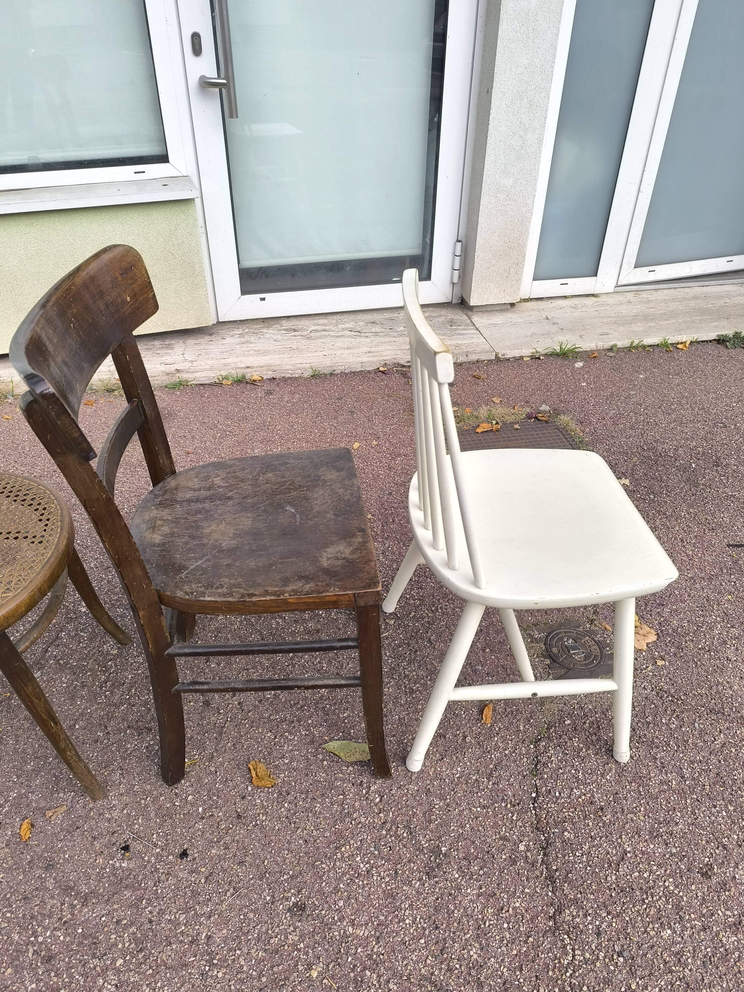 set of 6 mismatched vintage bistro chairs - wood