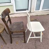 set of 6 mismatched vintage bistro chairs - wood