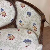 Louis XVI Style Basket Bench with floral fabric