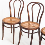 Set of 4 chairs. Bentwood and canning. Vintage. France, 50s