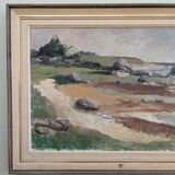1962 Mid-Century Modern "Rockpools" Swedish Landscape Oil Painting, Framed