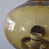 Scandinavian outdoor wall light in copper and amber glass