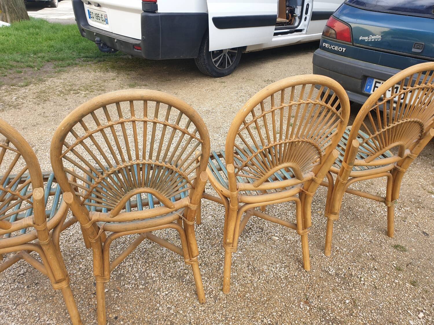 4 bamboo chairs