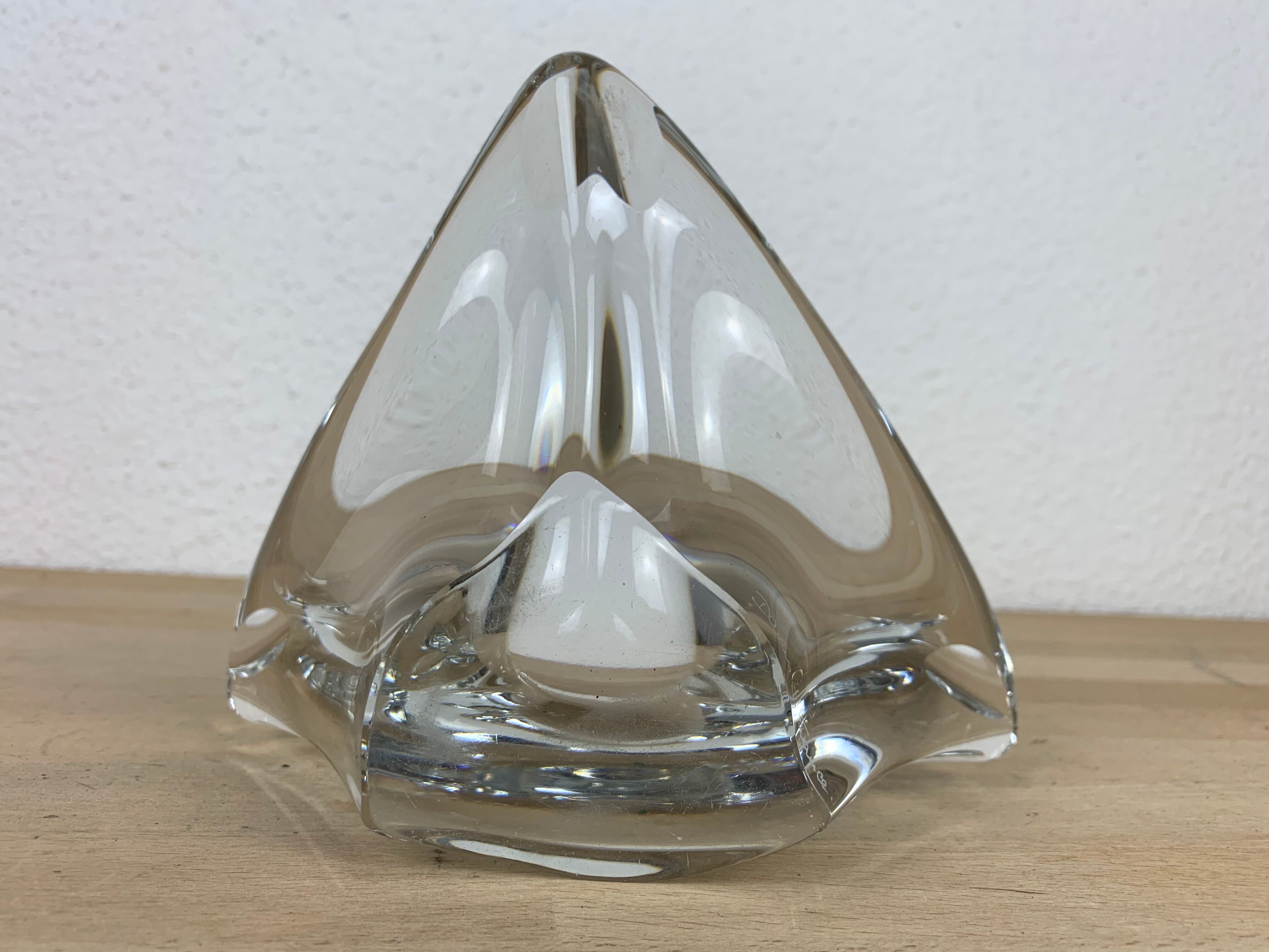 Empty ashtray trilobed crystal bag Daum