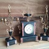 Old fireplace set period Napoleon III clock clock chandeliers
