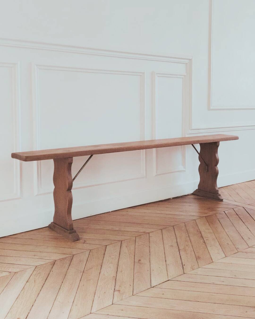 Renovated vintage bench, made of wood - 2 available, sold individually.