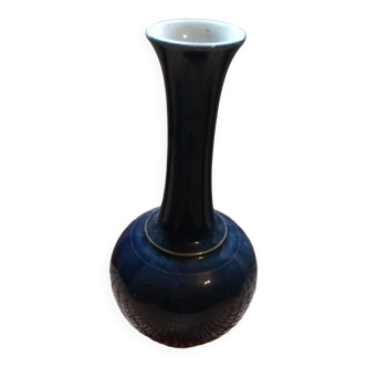 Chinese Porcelain Vase Monochrome Blue Qing Dinasty XIX