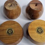 Set of 4 Myrtle Wood Candle Holders with Brass Inserts, Made in Port Orford, Oregon
