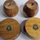Set of 4 Myrtle Wood Candle Holders with Brass Inserts, Made in Port Orford, Oregon