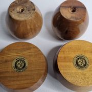 Set of 4 Myrtle Wood Candle Holders with Brass Inserts, Made in Port Orford, Oregon