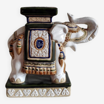 Small Chinese enameled ceramic elephant harness