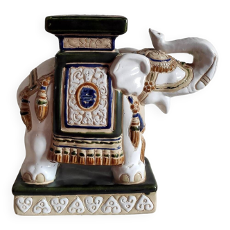 Small Chinese enameled ceramic elephant harness