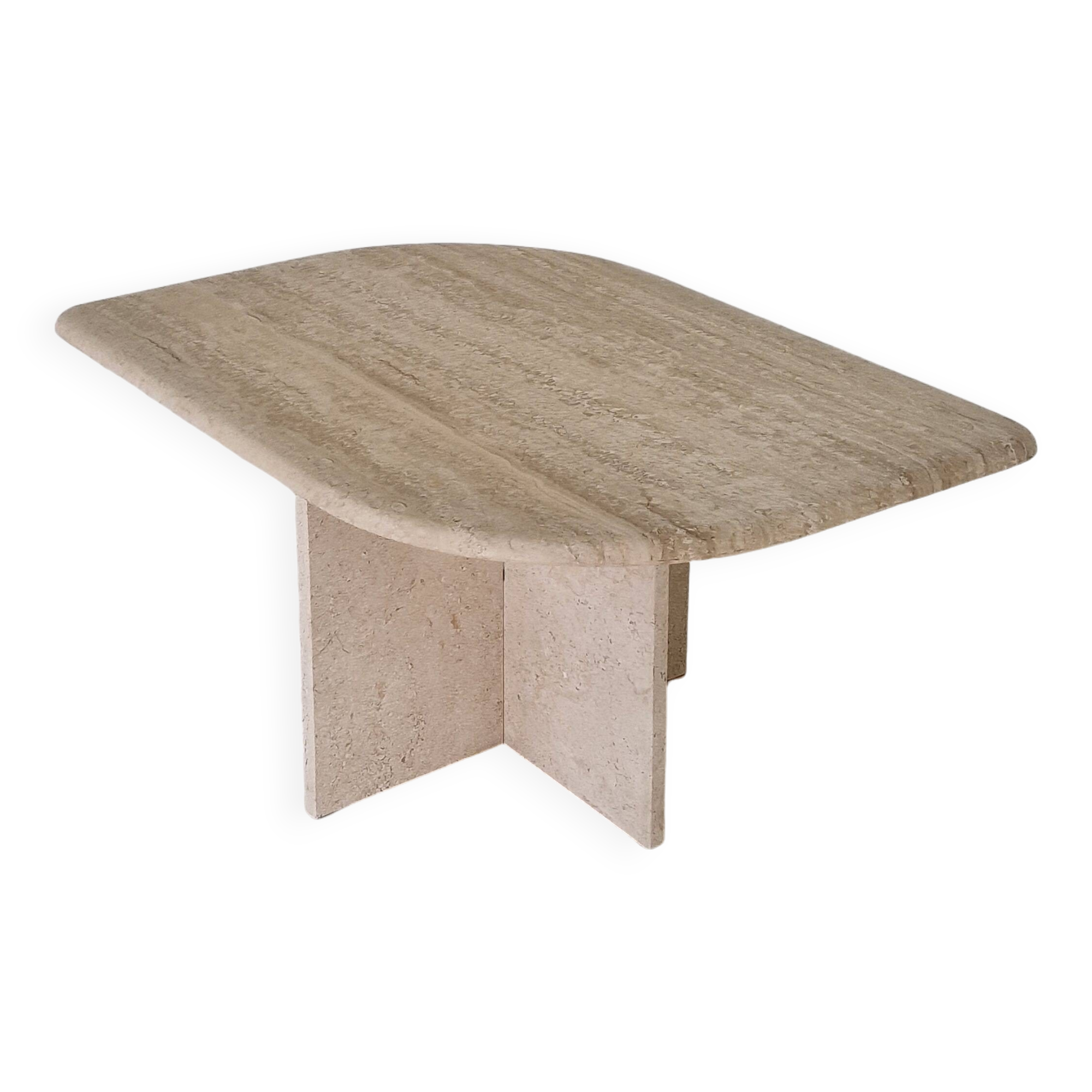 Travertine Coffee or Side Table in Teardrop Shape, Italy 1980s