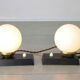 Lampes de chevet mid-century en laiton & opalin