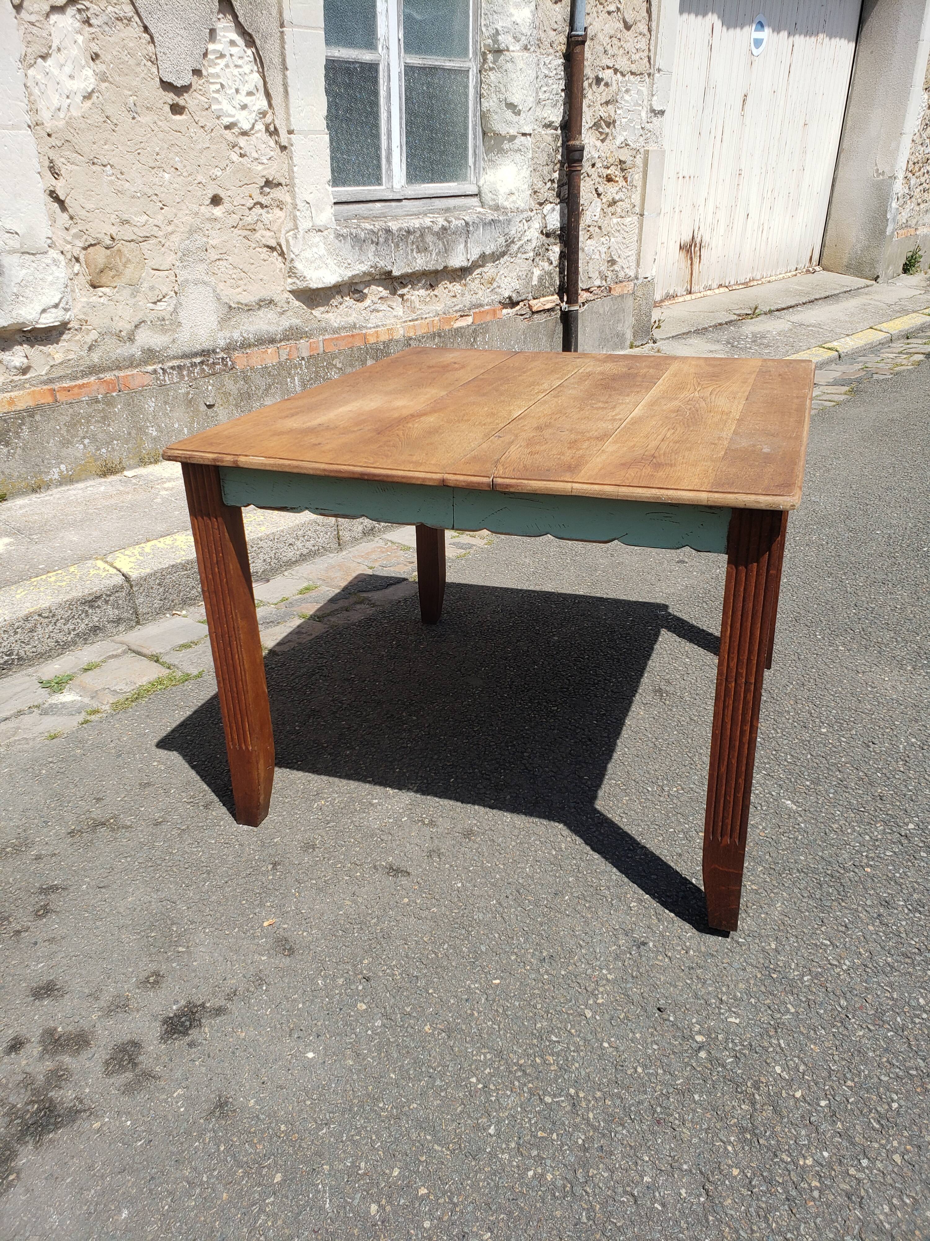 Table and chairs art deco wood and pastel