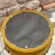 Pouf en velours moutarde, années 60-70