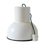 Lampshade in black and white enameled sheet metal, accompanied by its wall cover