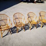 Four rattan chairs