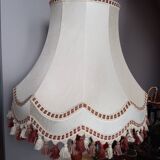 Vintage XXL pagoda lampshade with ecru fabric headband and fringes