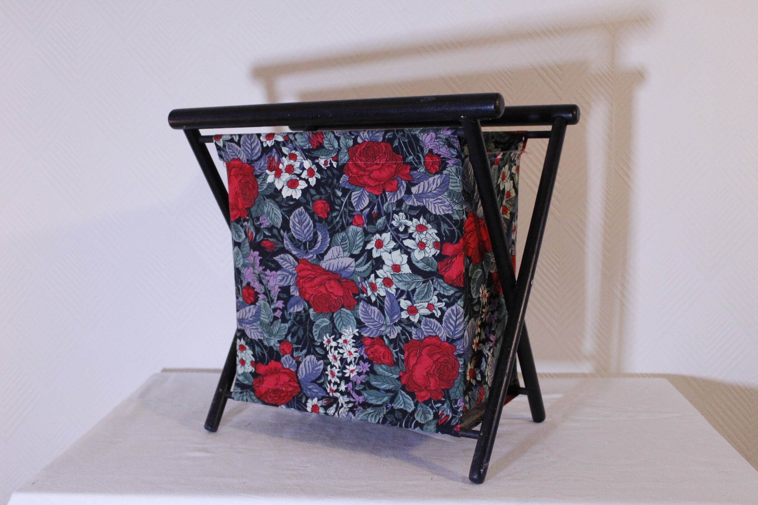 Floral fabric magazine rack