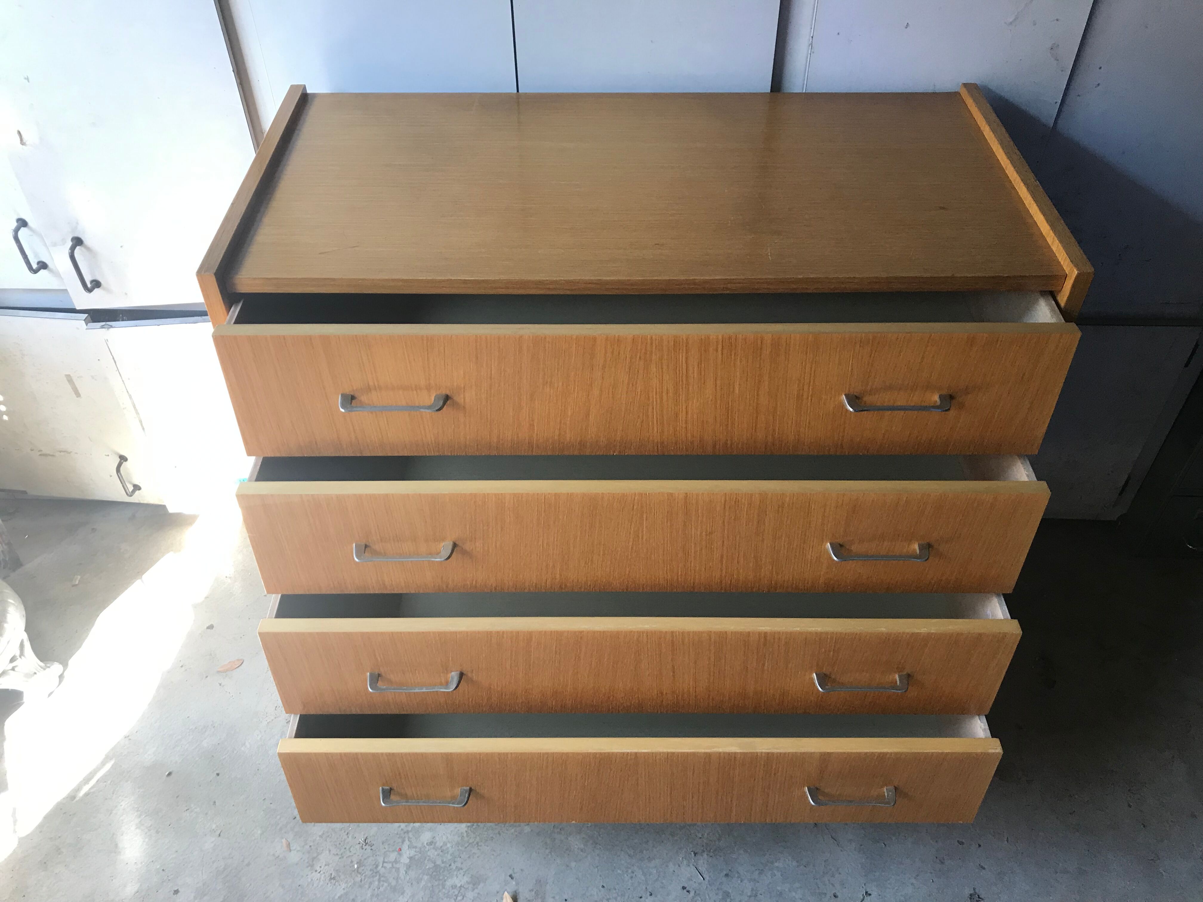Ancient Scandinavian chest of drawers 4 Drawers Wood Feet Compass 70S Vintage