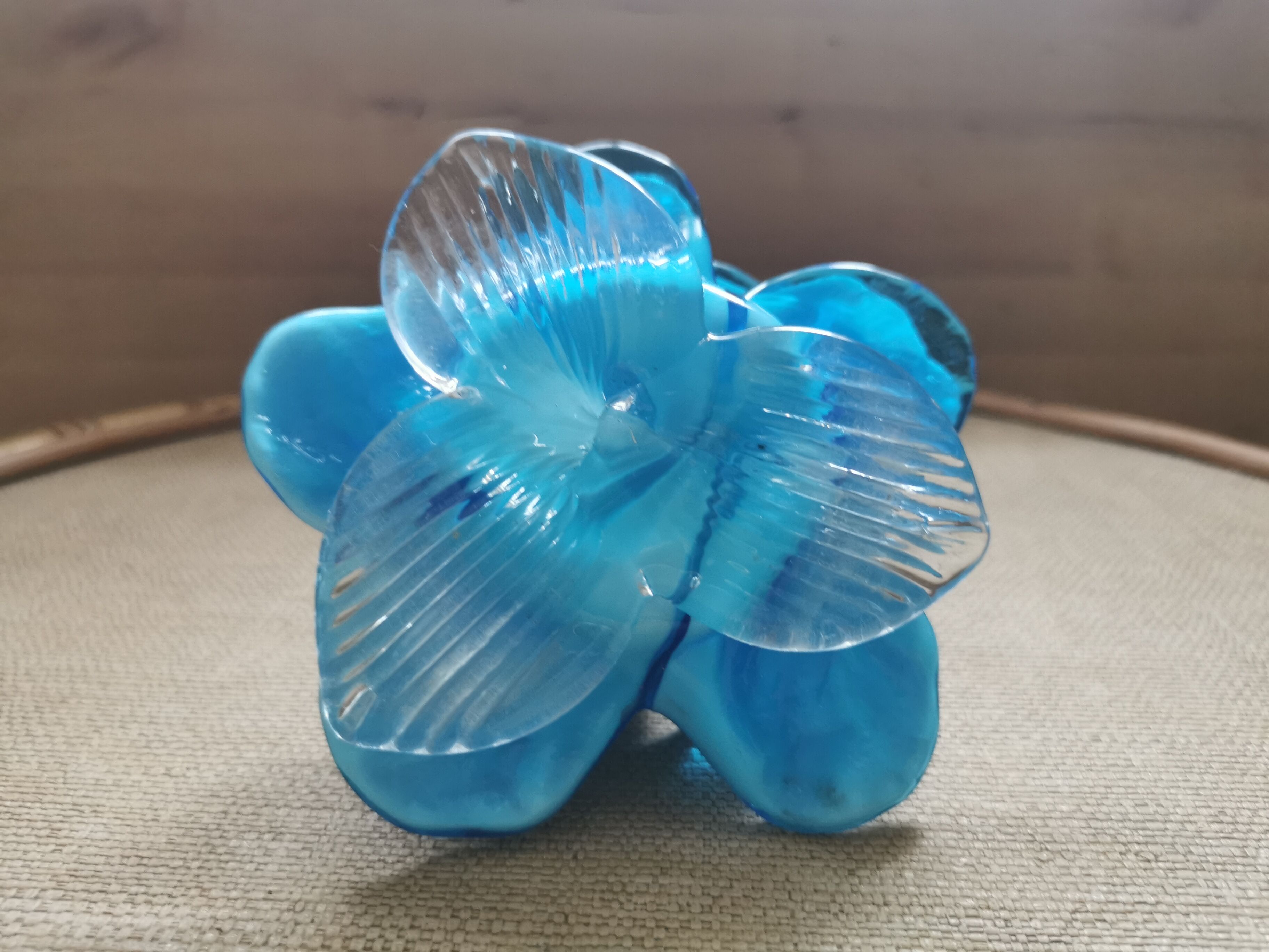 Murano blue blue blown glass flower candlestick