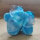 Bougeoir fleur verre soufflé bleu Murano