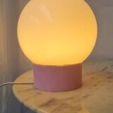 Opaline glass ball table lamp 1970