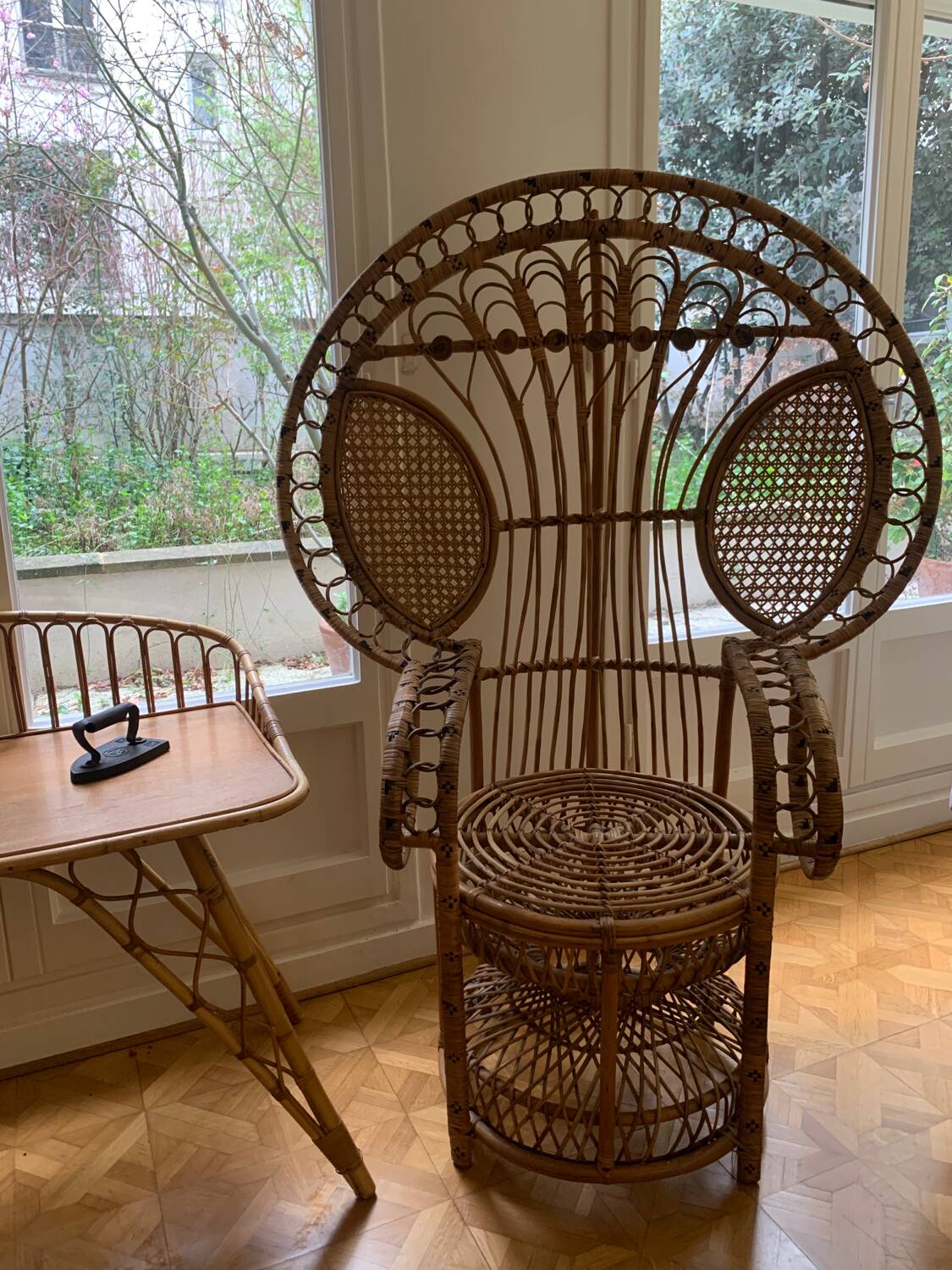 Peacock rattan armchair