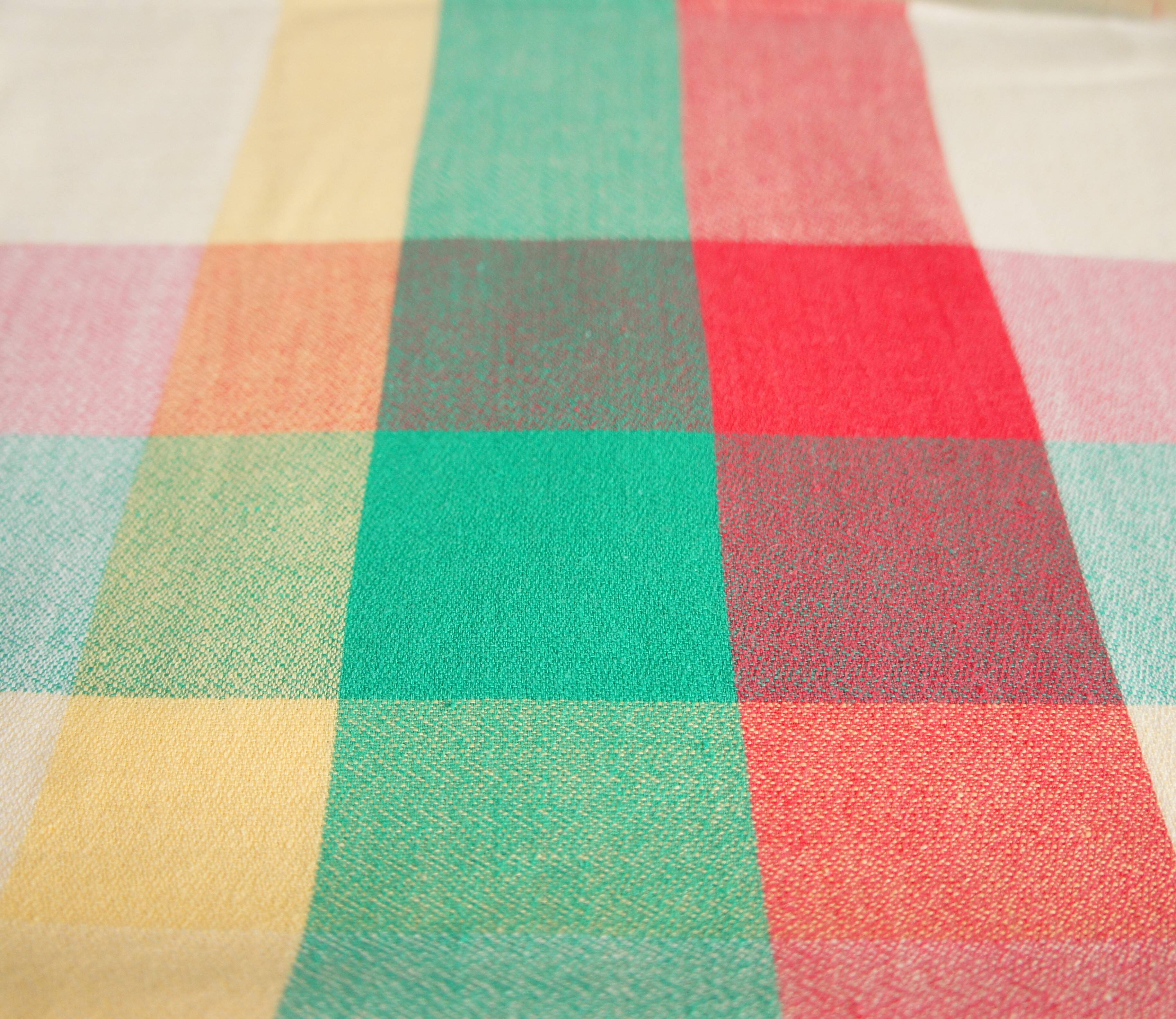 Vintage cotton checkered tablecloth