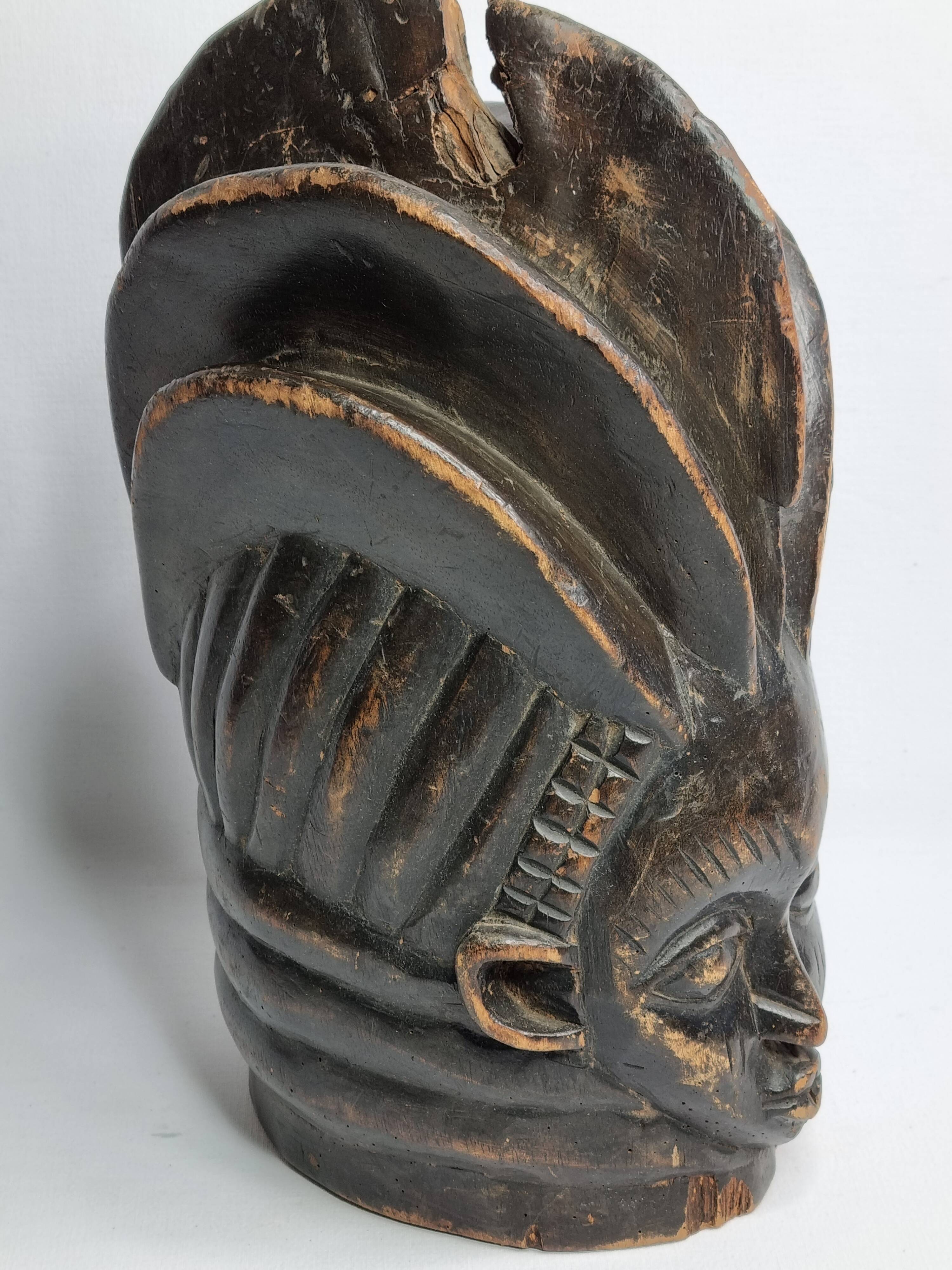 Decorative Carved Wood Guro Helmet Mask – Ivory Coast, 35 cm