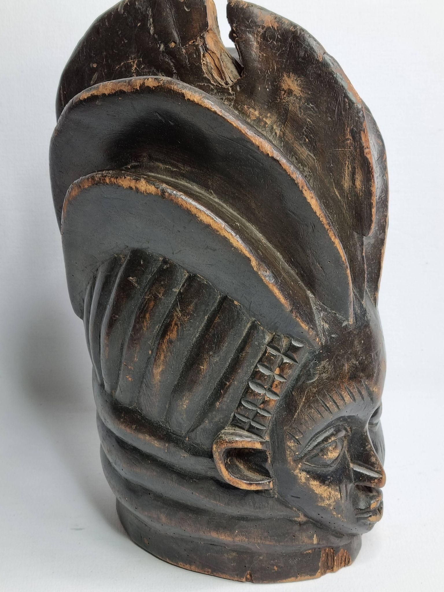 Decorative Carved Wood Guro Helmet Mask – Ivory Coast, 35 cm