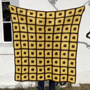 Brown and yellow crochet wool plaid - vintage cover