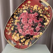 Vintage Floral Serving Tray – 1970s Chrysanthemum Design