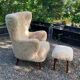 Vintage Wingback Chair & Footstool in sheepskin