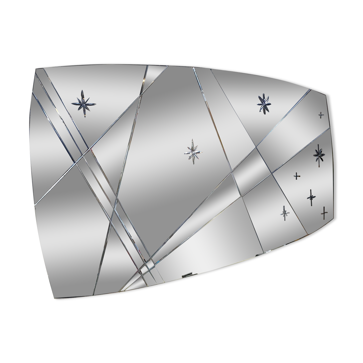 Engraved two-tone panoramic mirror