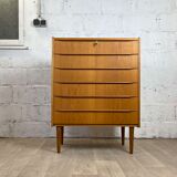 Scandinavian chest of drawers 6 vintage oak drawers, 60s