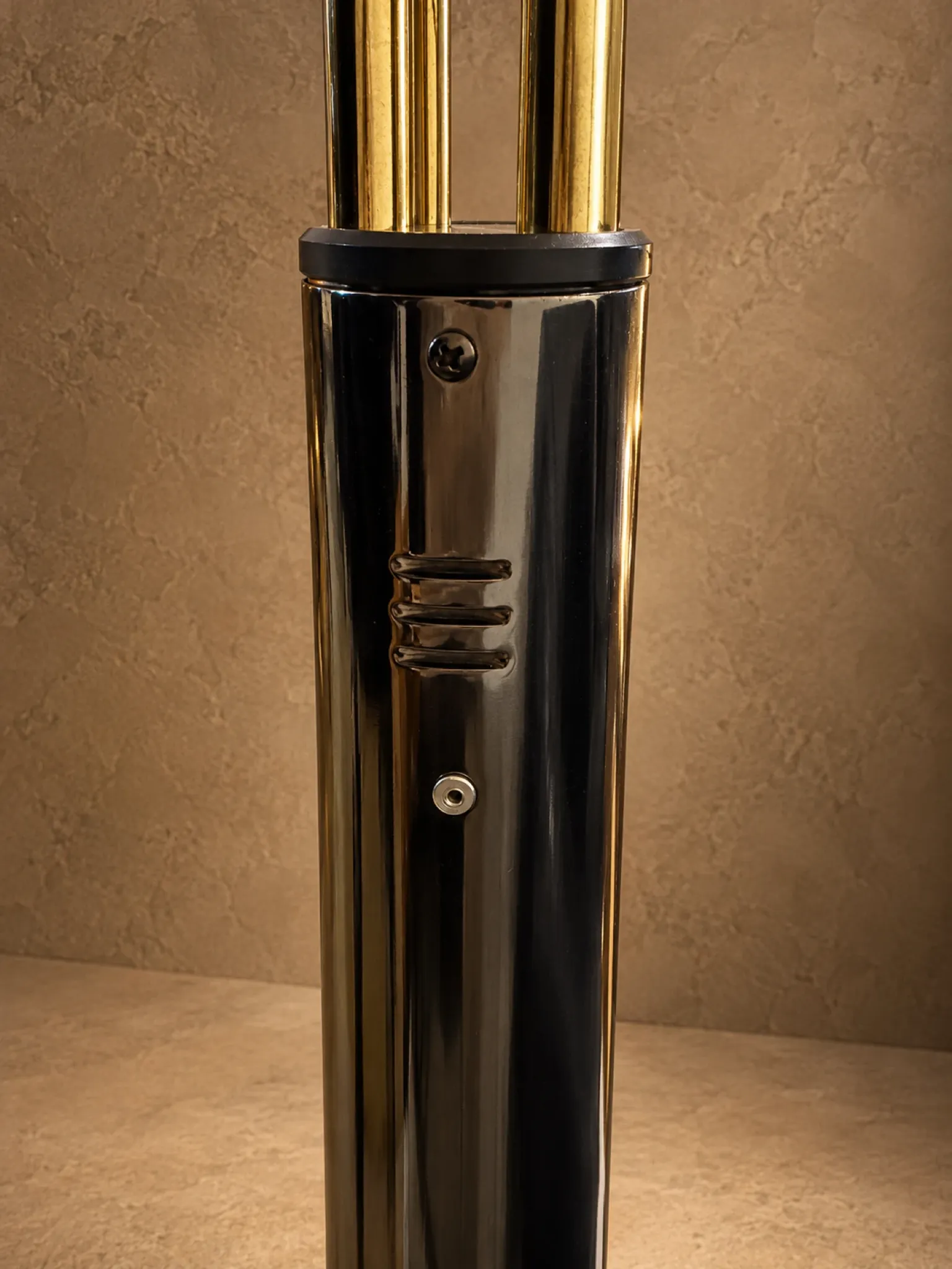 Three-arc floor lamp brass marble Italy circa 1980