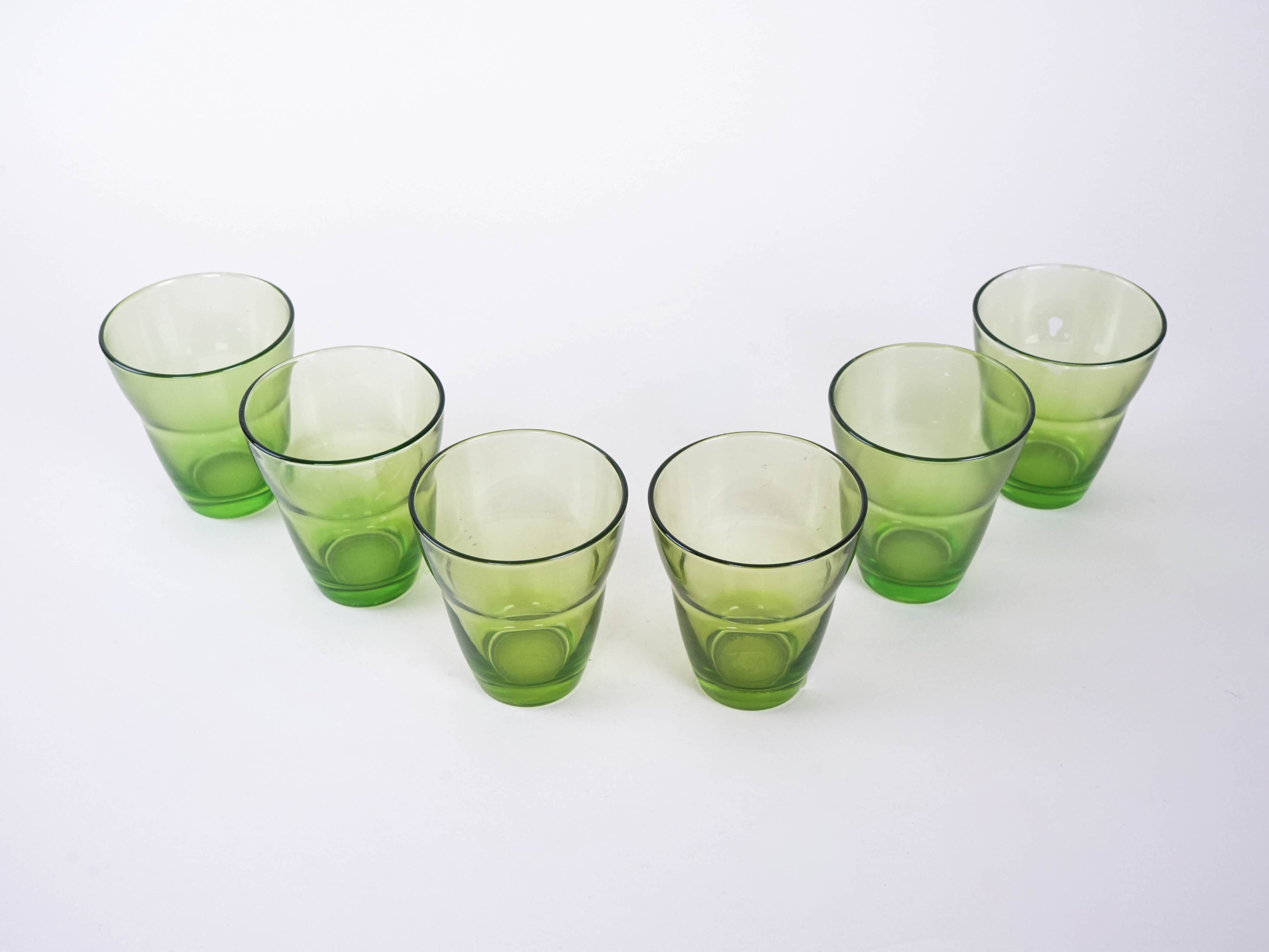 Set of green glasses, Italian design, 1980s, production: Italy