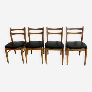 Série de 4 chaises bois & simili cuir