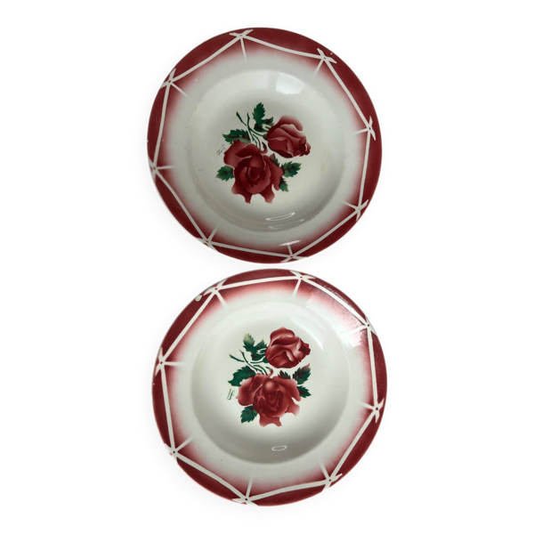 Lot de 2 assiettes creuses Digoin Sarreguemines Cibon