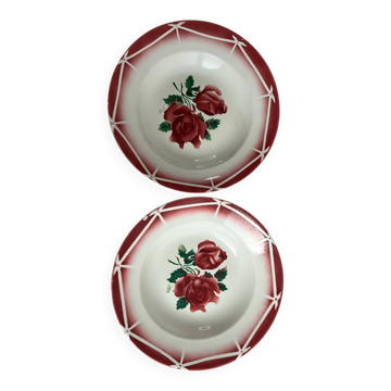 Set of 2 Digoin Sarreguemines Cibon soup plates