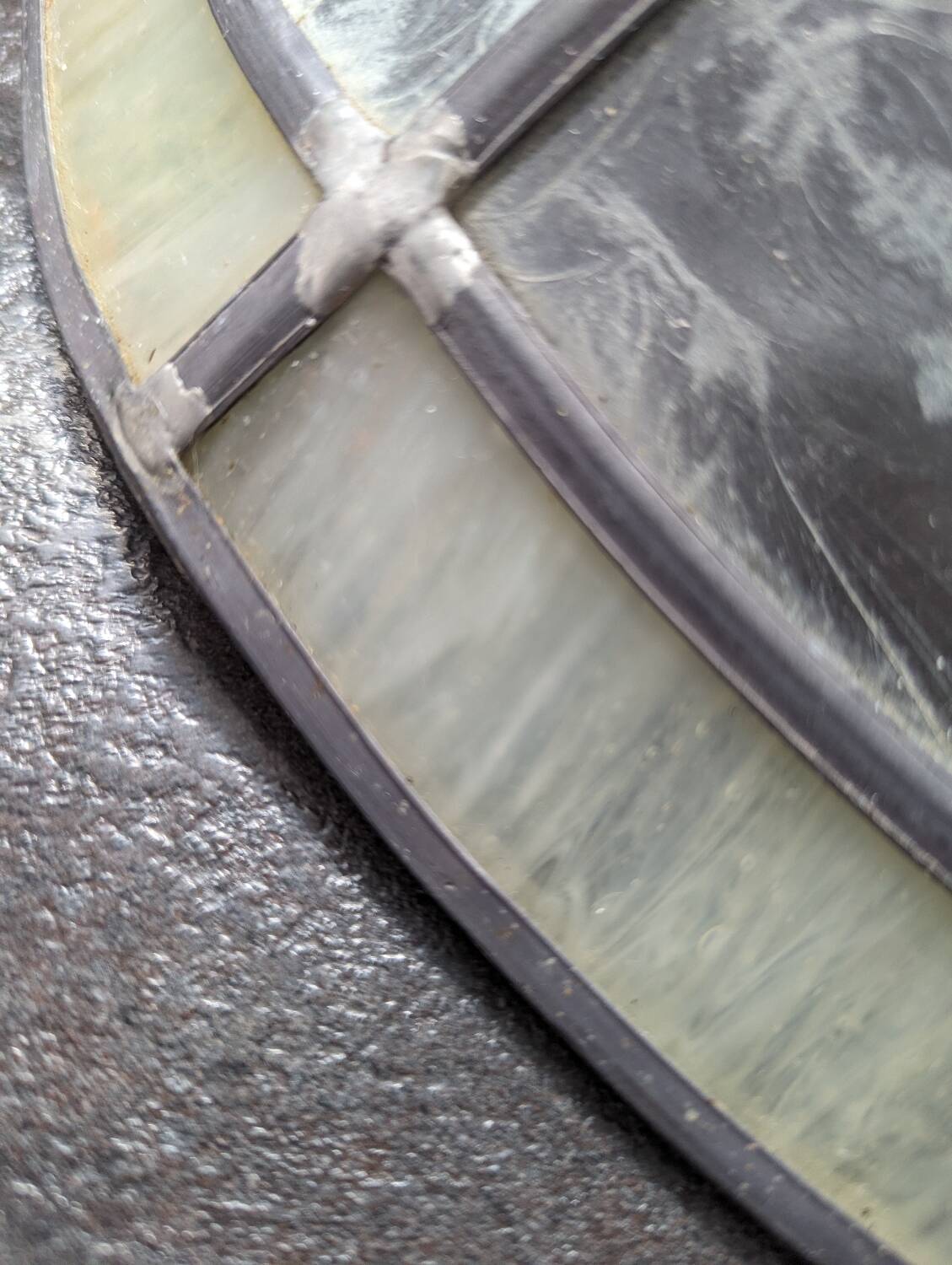 Old large Art Deco pendant lamp with mother-of-pearl and glass shade