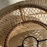 Small rattan lampshade in the shape of a braided hat